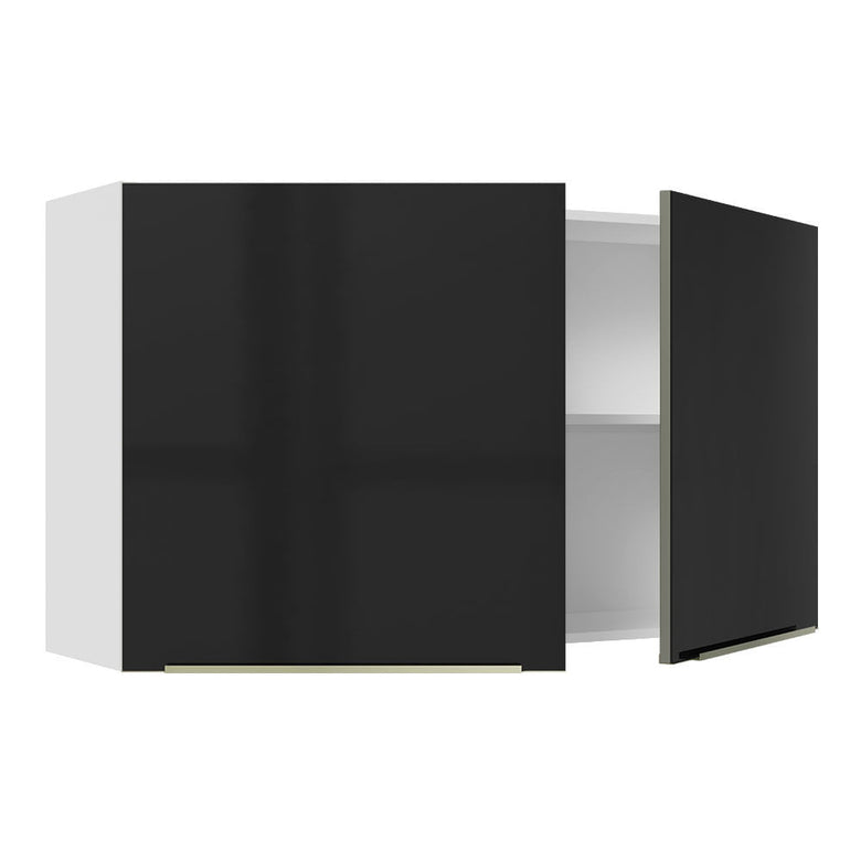 Armário Aéreo Madesa Lux 120 cm 2 Portas Branco/Preto