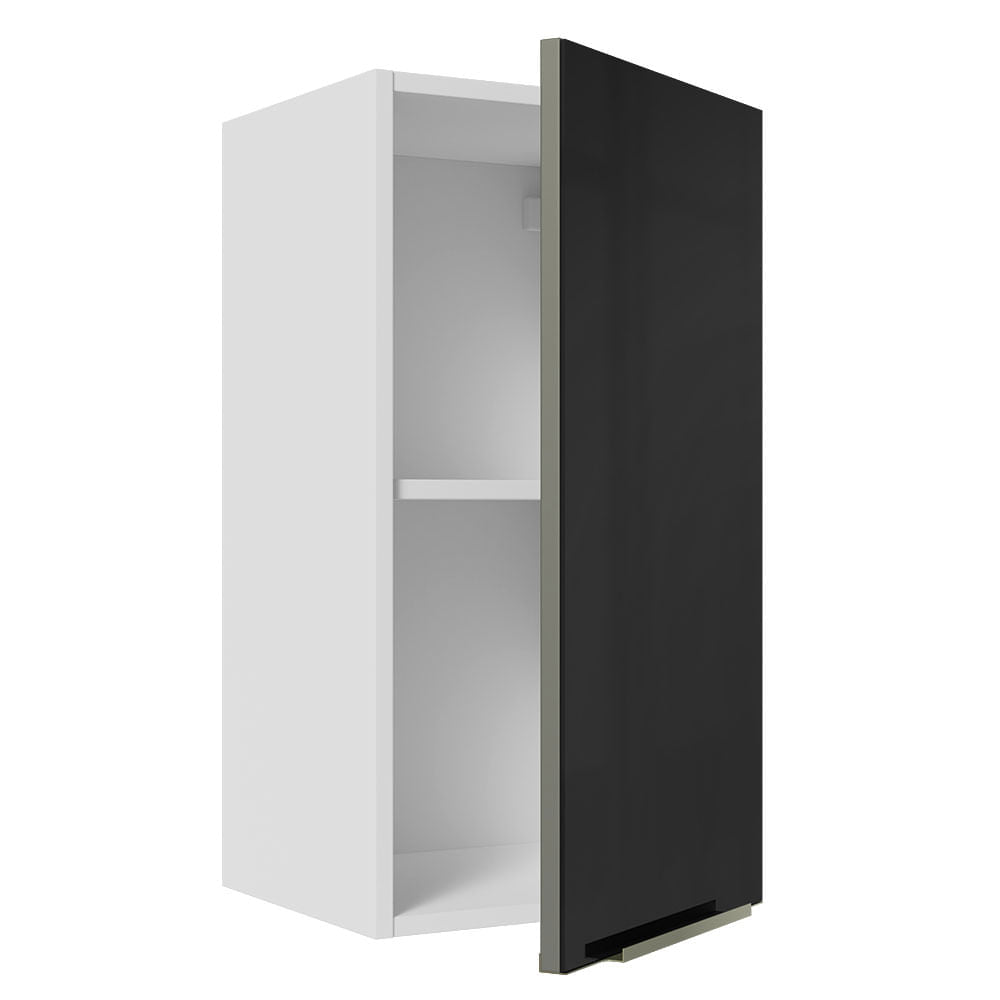 Armário Aéreo Madesa Lux 35 cm 1 Porta Branco/Preto