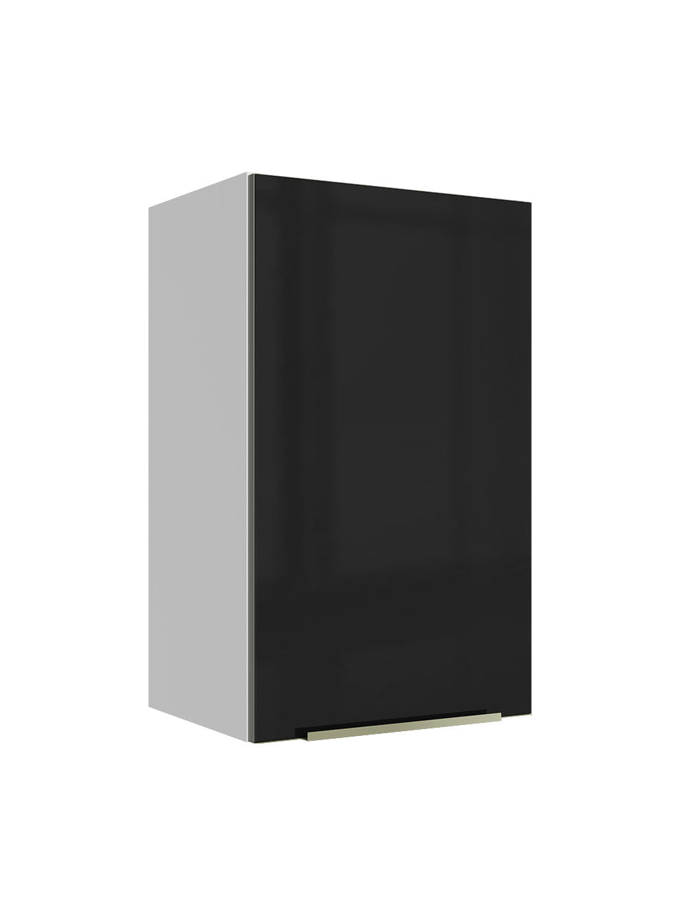 Armário Aéreo Madesa Lux 40 cm 1 Porta Branco/Preto - Branco/Preto