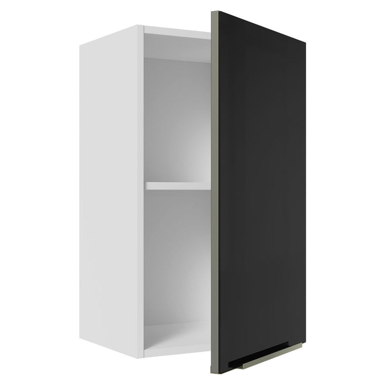 Armário Aéreo Madesa Lux 40 cm 1 Porta Branco/Preto