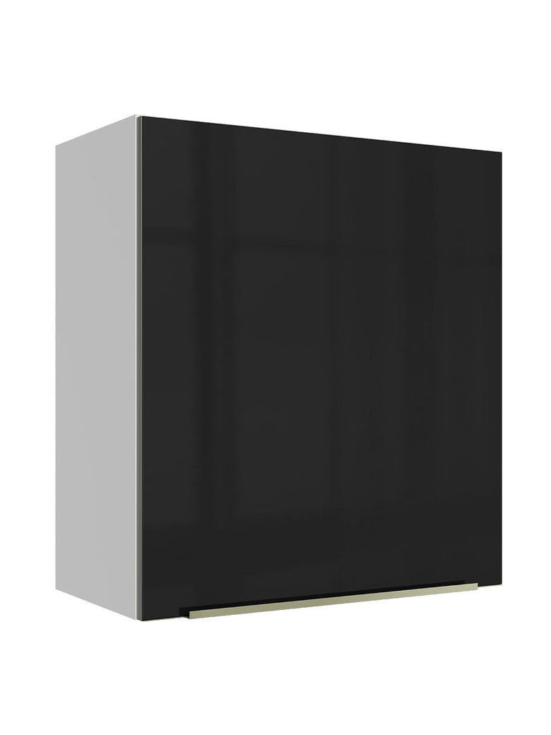 Armário Aéreo Madesa Lux 60 cm 1 Porta Branco/Preto