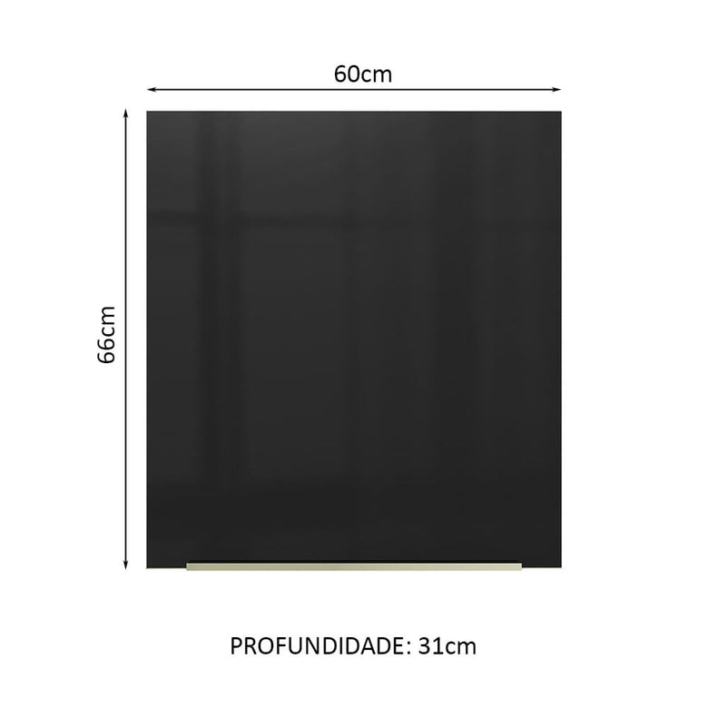 Armário Aéreo Madesa Lux 60 cm 1 Porta Branco/Preto