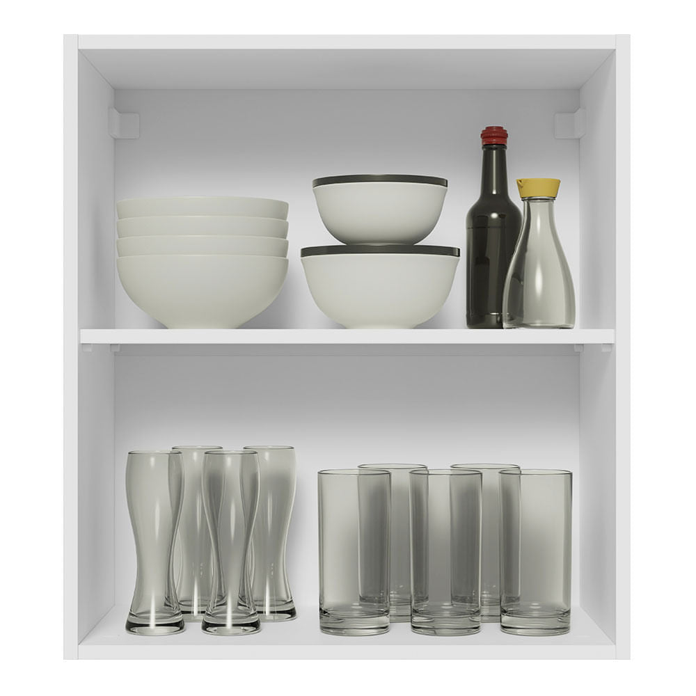 Armário Aéreo Madesa Lux 60 cm 1 Porta Branco/Preto