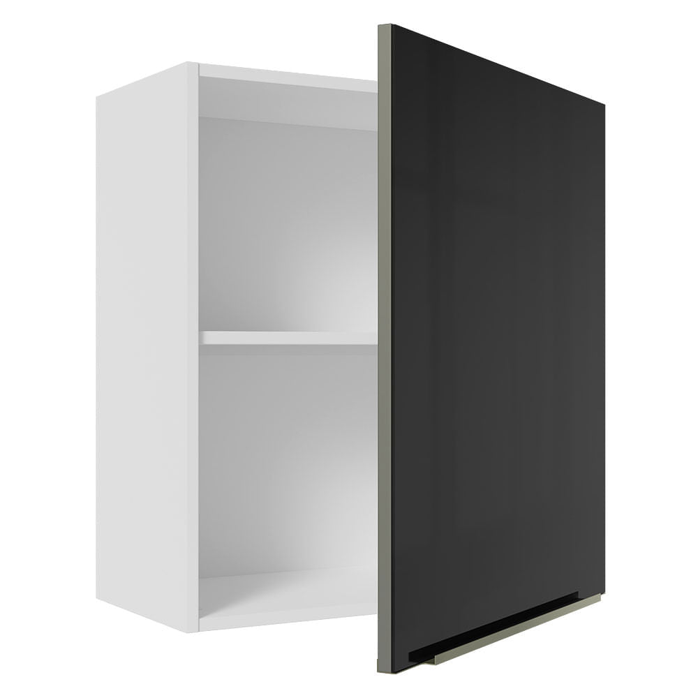 Armário Aéreo Madesa Lux 60 cm 1 Porta Branco/Preto