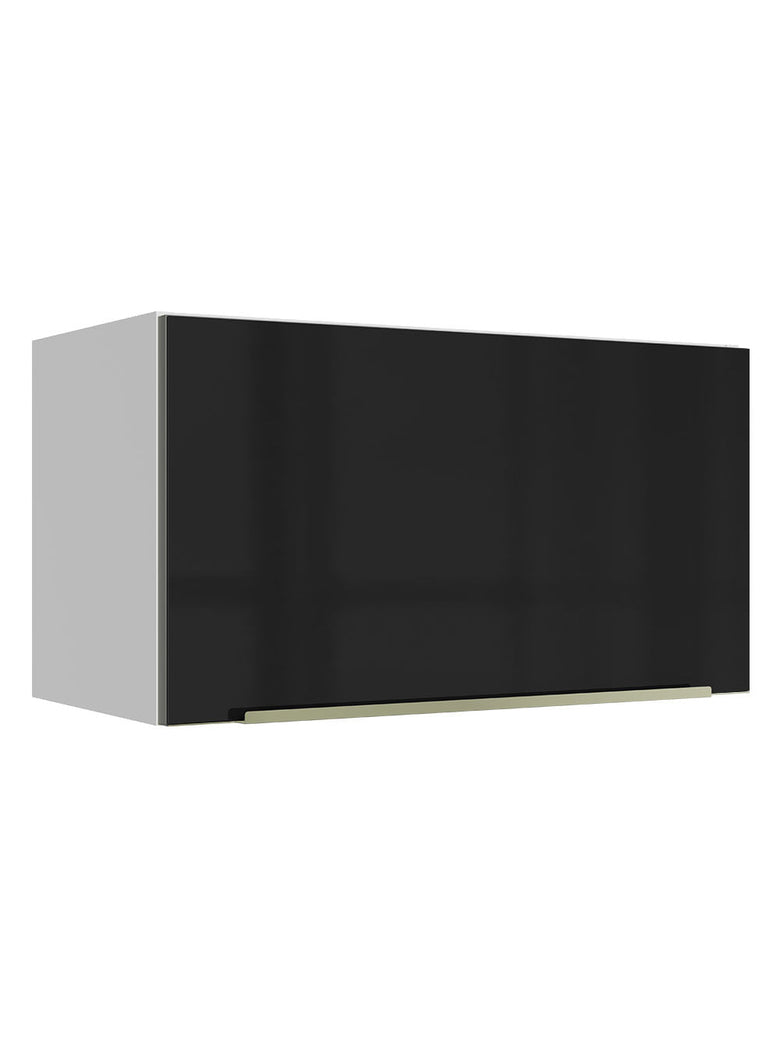 Armário Aéreo Madesa Lux 60 cm 1 Porta Basculante Branco/Preto