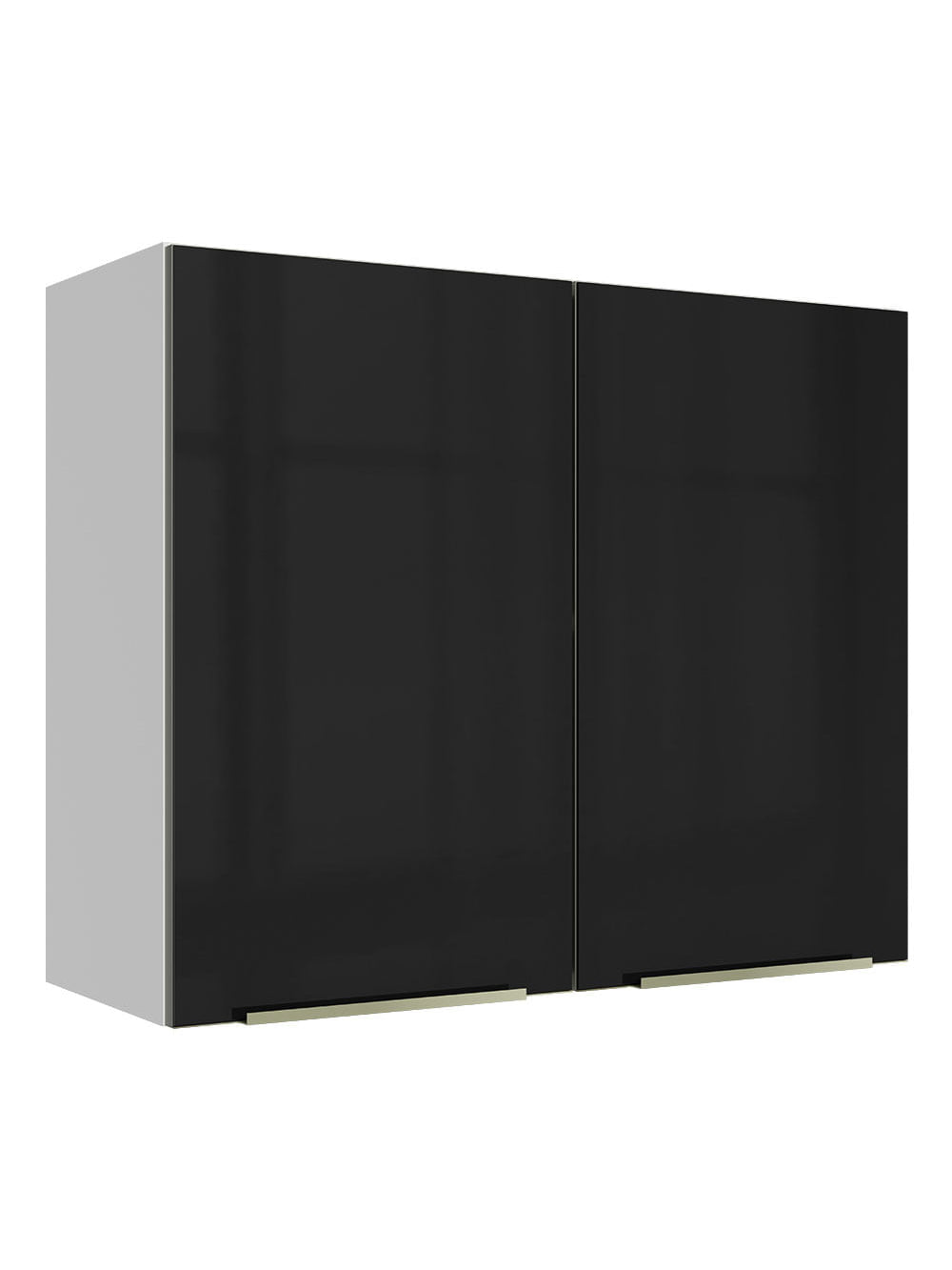 Armário Aéreo Madesa Lux 80 cm 2 Portas Branco/Preto - Branco/Preto