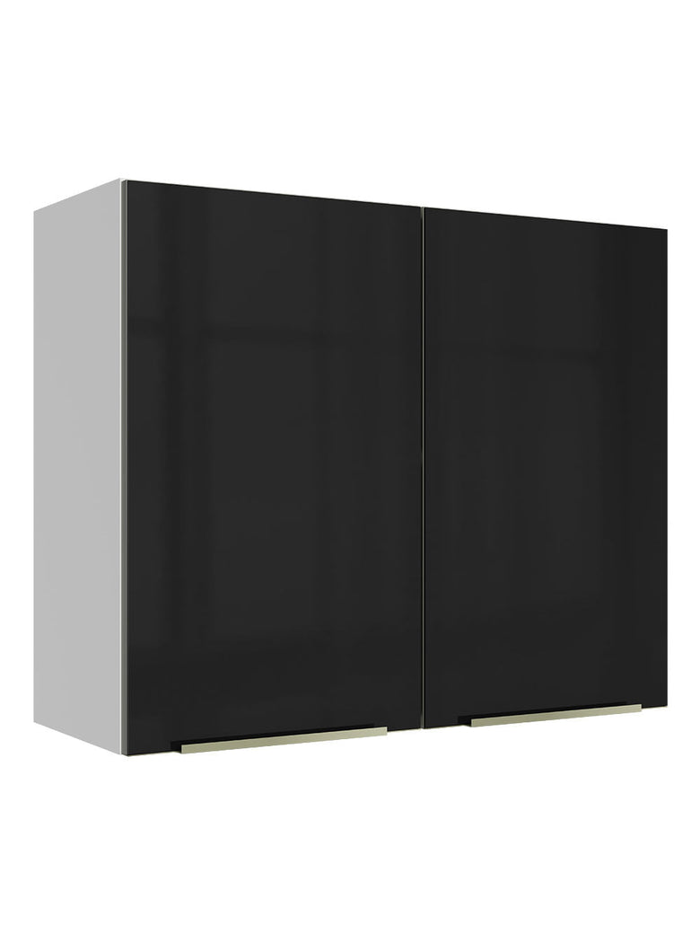 Armário Aéreo Madesa Lux 80 cm 2 Portas Branco/Preto