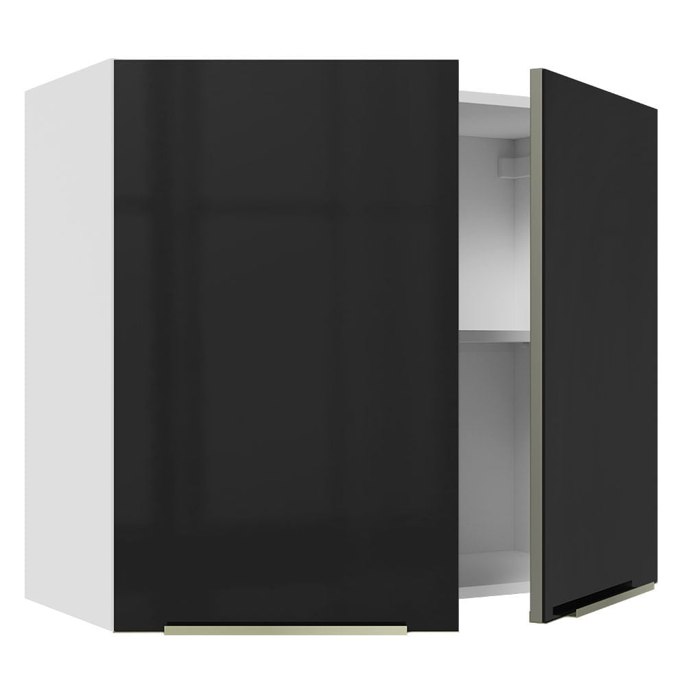 Armário Aéreo Madesa Lux 80 cm 2 Portas Branco/Preto
