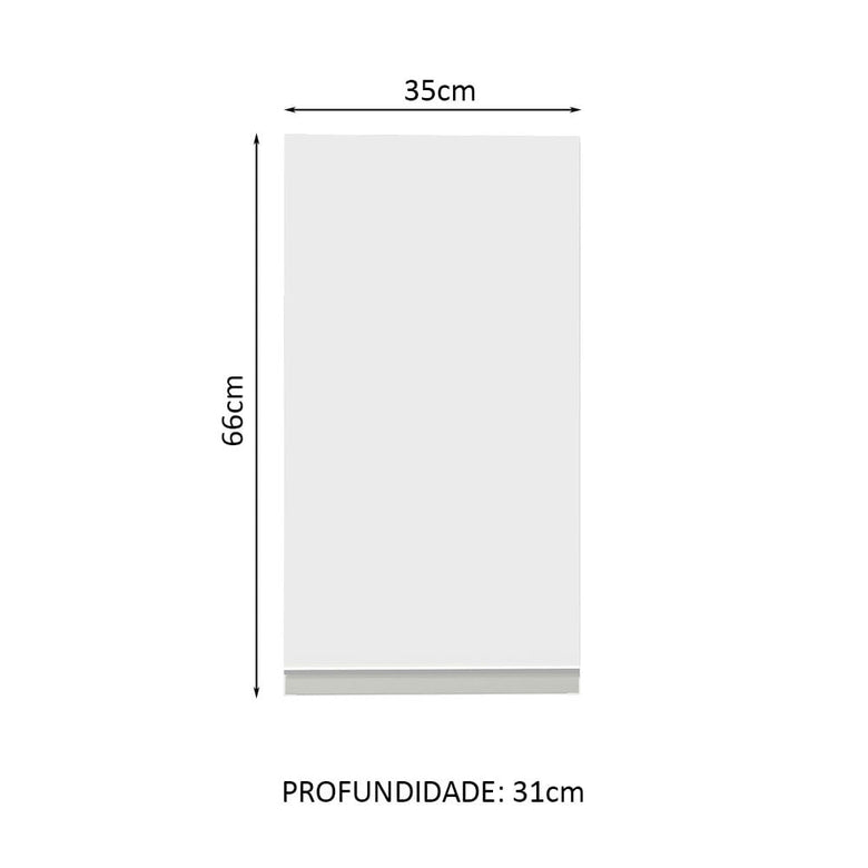Armário Aéreo Madesa Glamy 35 cm 1 Porta Branco