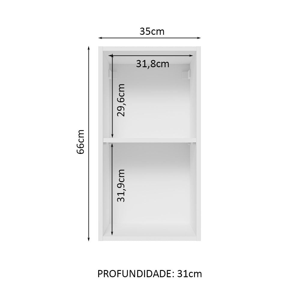 Armário Aéreo Madesa Glamy 35 cm 1 Porta Branco