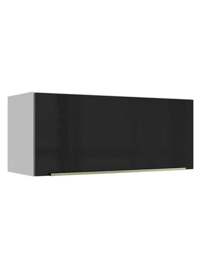 Armário Aéreo Madesa Lux 80 cm 1 Porta Basculante Branco/Preto
