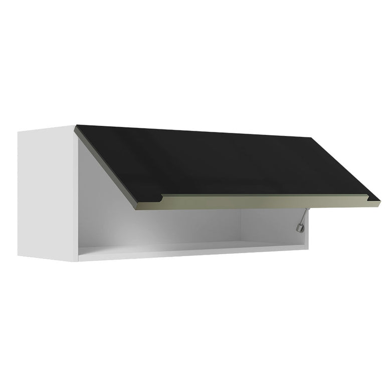 Armário Aéreo Madesa Lux 80 cm 1 Porta Basculante Branco/Preto