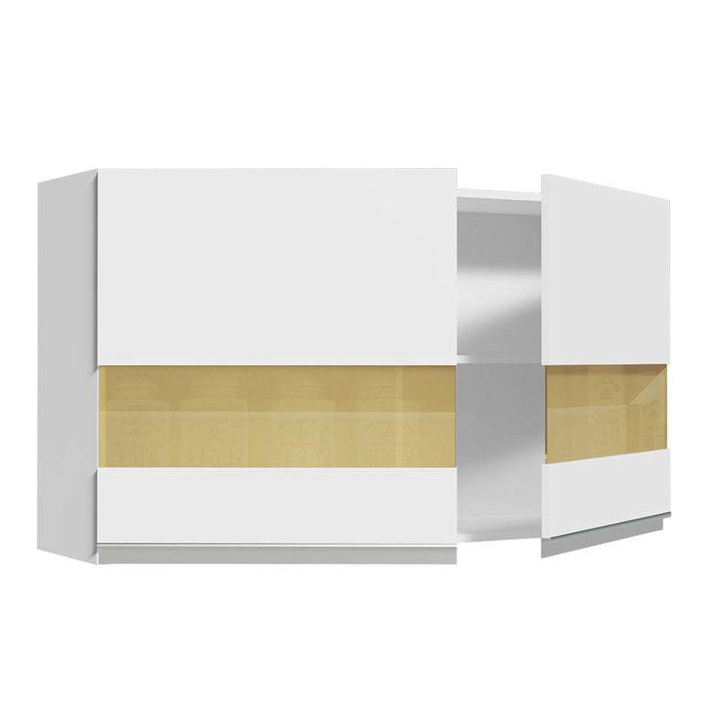 Armário Aéreo Madesa Glamy 120 cm 2 Portas com Vidro Branco