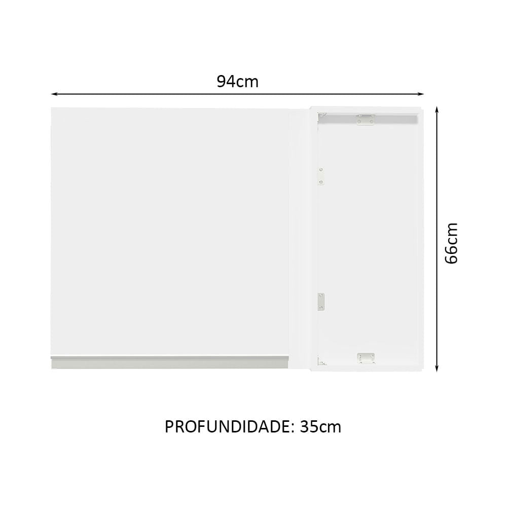 Armário Aéreo de Canto Madesa Glamy 1 Porta Branco - Branco