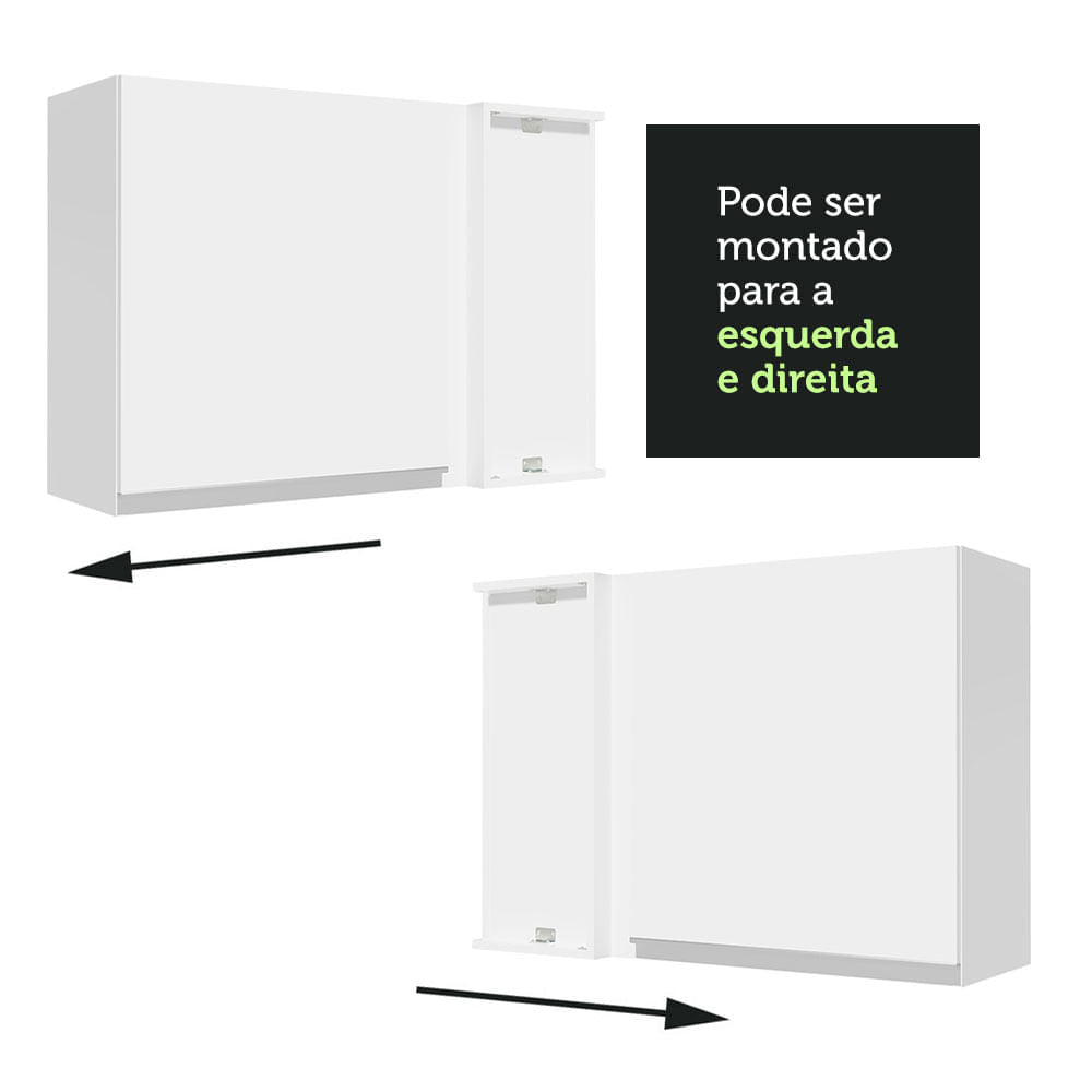 Armário Aéreo de Canto Madesa Glamy 1 Porta Branco