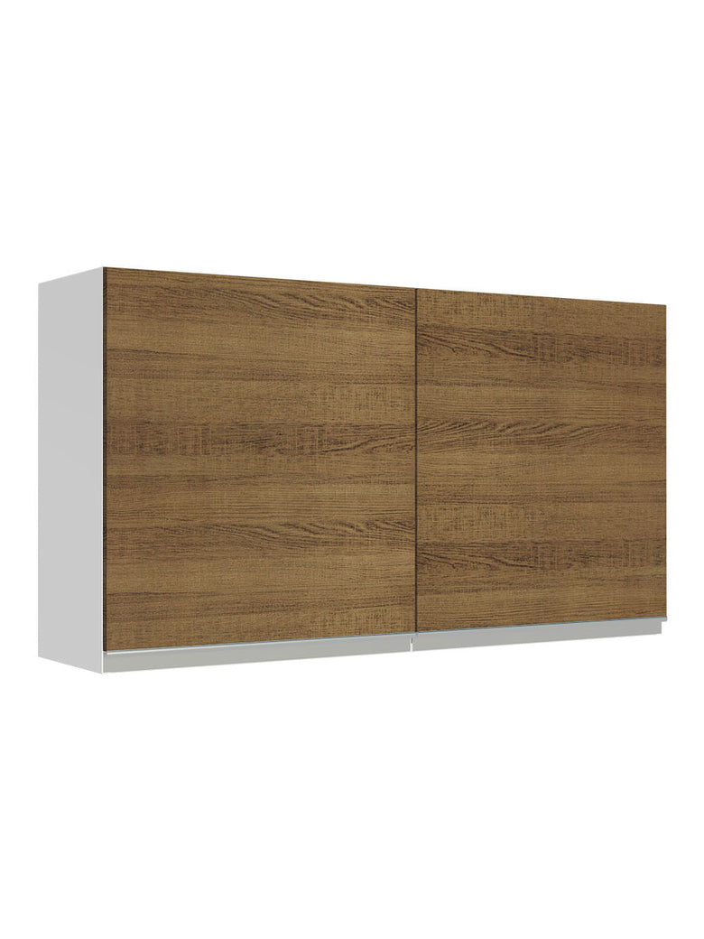 Armário Aéreo Madesa Glamy 120 cm 2 Portas Branco/Rustic