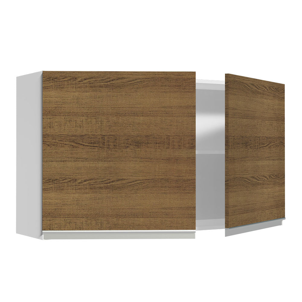 Armário Aéreo Madesa Glamy 120 cm 2 Portas Branco/Rustic