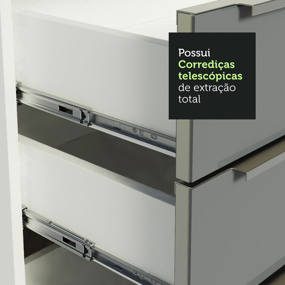 Armário de Cozinha Compacta 180cm Branco/Cinza Lux Madesa 01