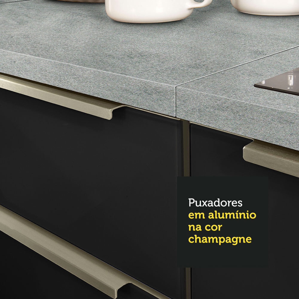 Armário de Cozinha Compacta 200cm Branco/Preto Lux Madesa 01