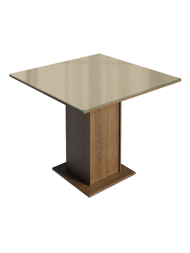 Mesa de Jantar Madesa Quadrada Tampo de Vidro 5363 Rustic/Crema