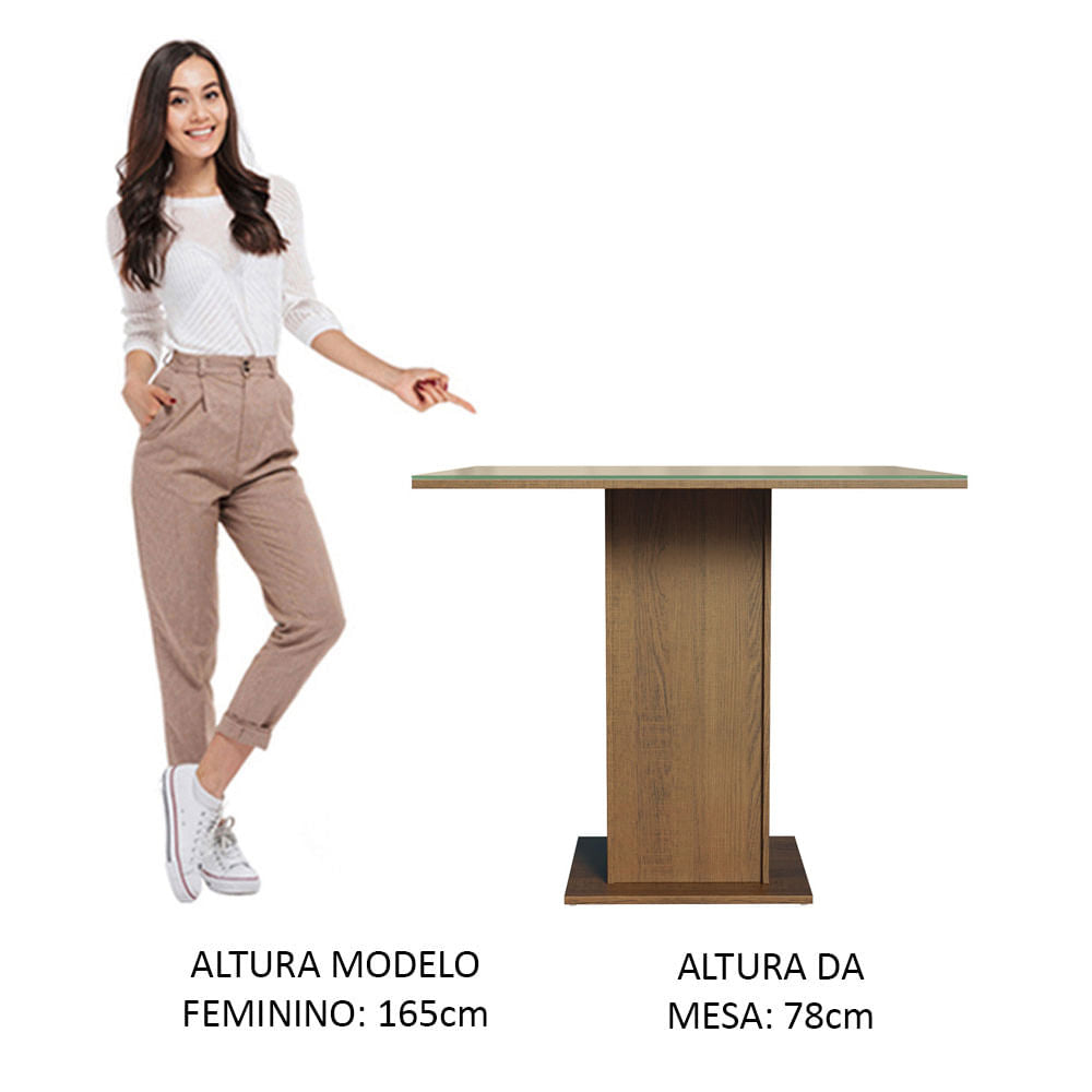 Mesa de Jantar Madesa Quadrada Tampo de Vidro 5363 Rustic/Crema