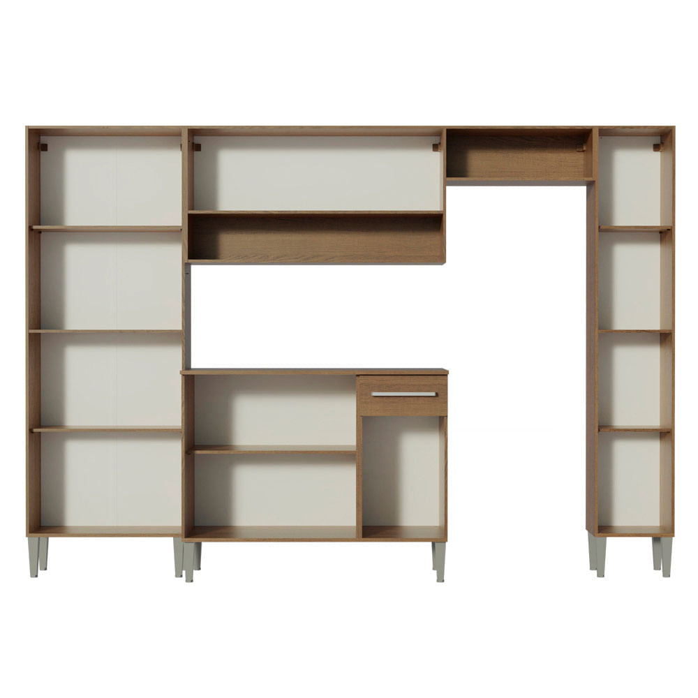 Armário de Cozinha Completa 261cm Rustic/Preto Emilly Hit Madesa XA