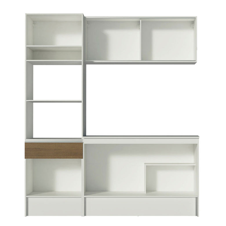 Armário de Cozinha Compacta Madesa Topazio com Balcão e Tampo Branco/Rustic