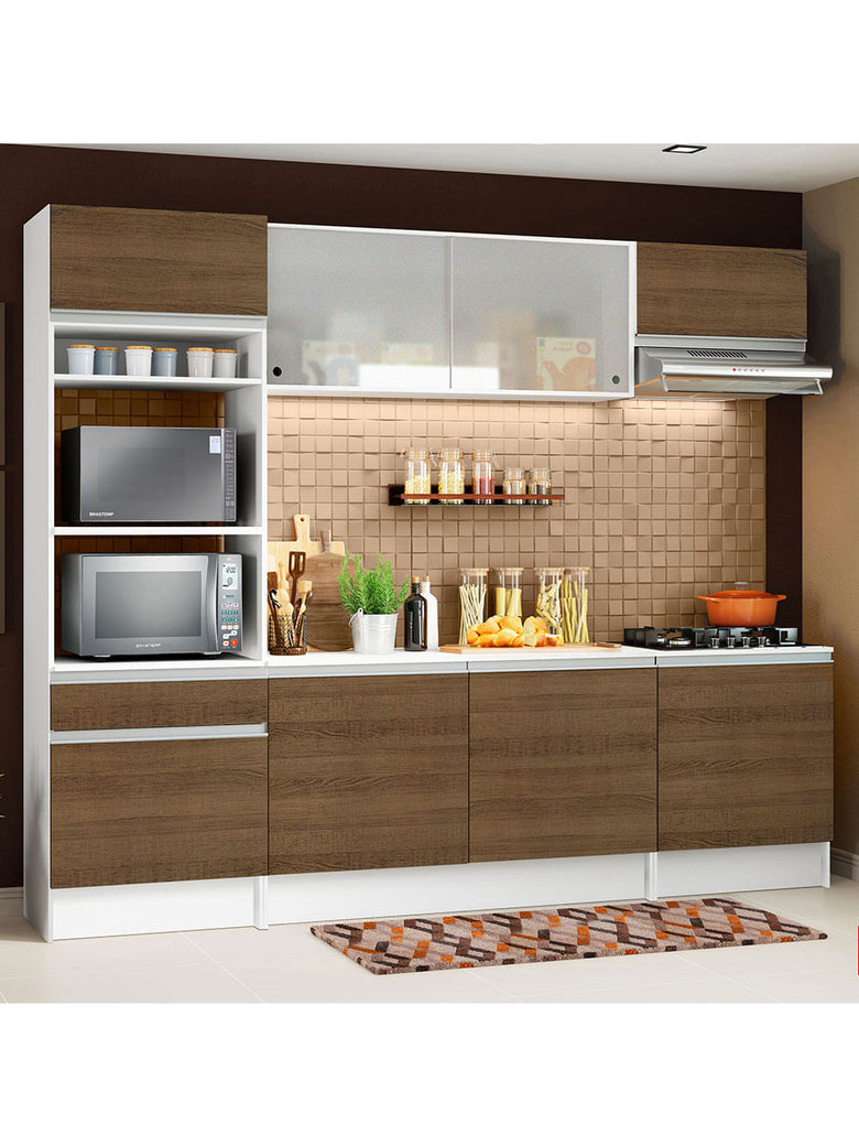Armário de Cozinha Completa 240cm Branco/Rustic Topazio Madesa XA