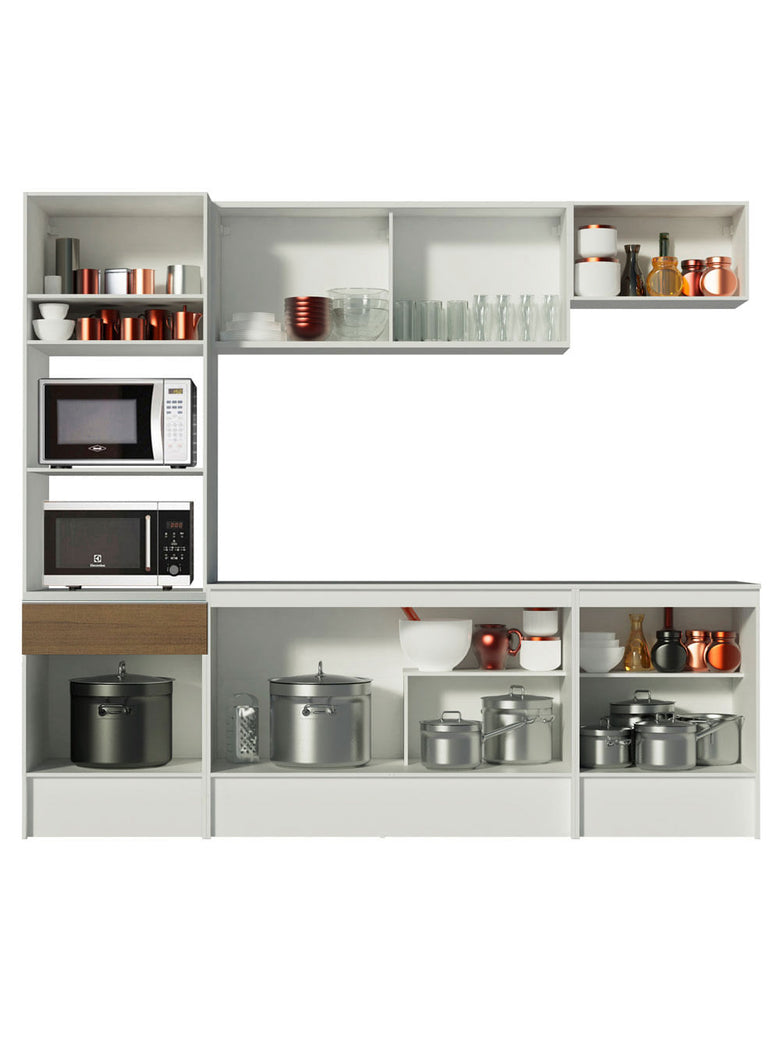 Armário de Cozinha Completa 240cm Branco/Rustic Topazio Madesa XA