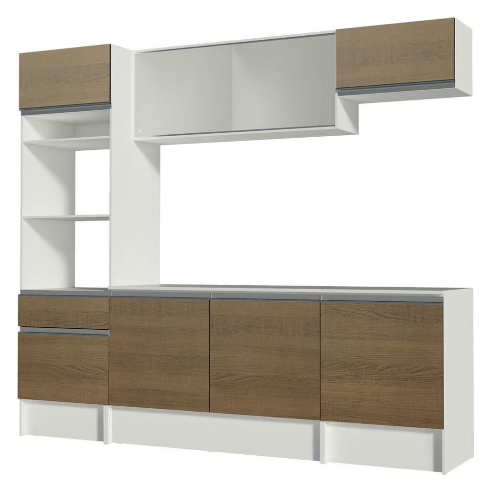 Armário de Cozinha Completa 240cm Branco/Rustic Topazio Madesa XA