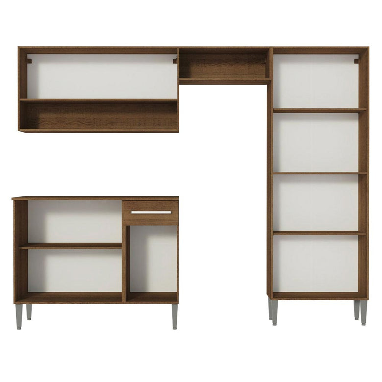 Armário de Cozinha Compacta Madesa Emilly Pop com Balcão Rustic/Preto