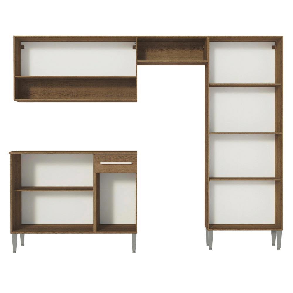 Armário de Cozinha Compacta Madesa Emilly Pop com Balcão Rustic/Branco