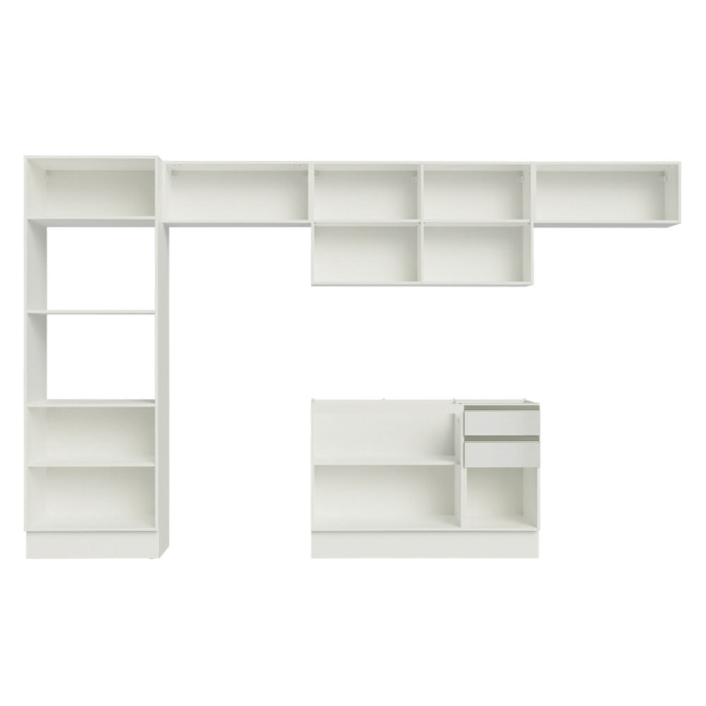 Armário de Cozinha Completa 100% MDF 350cm Frentes Branco Brilho Acordes Madesa XA01