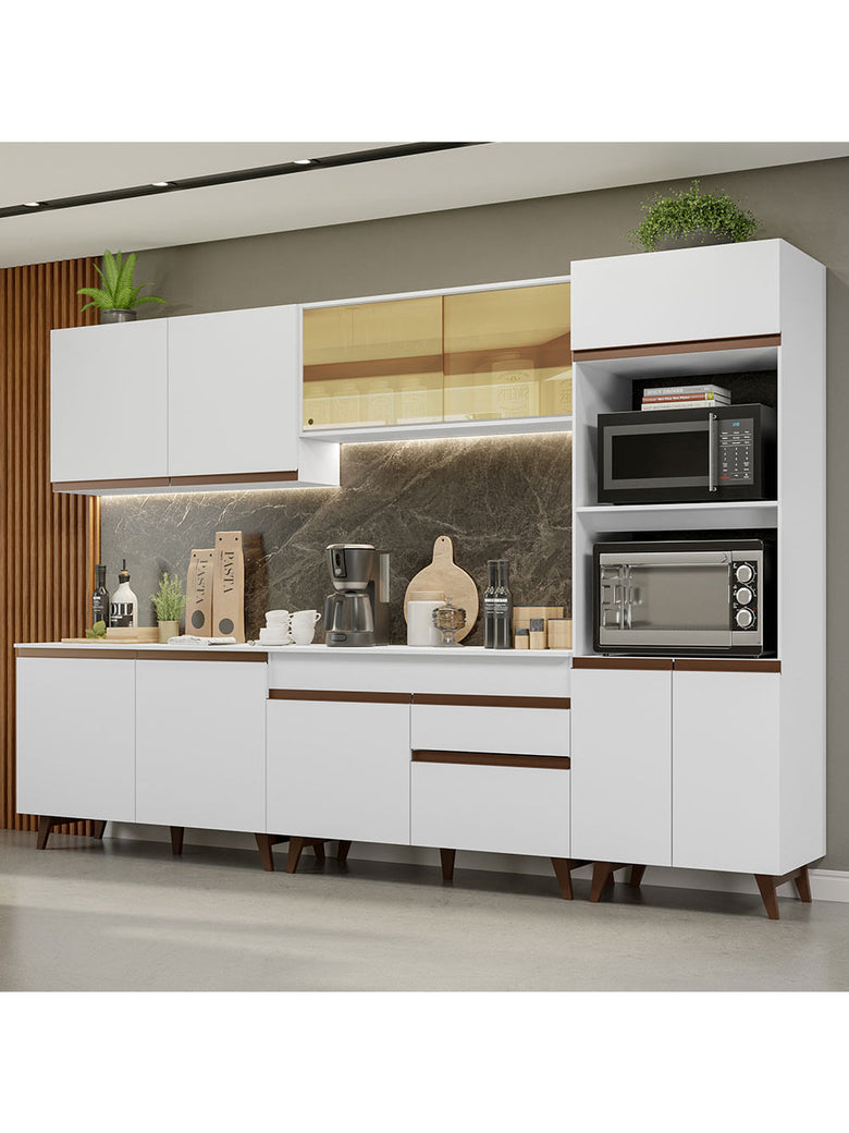 Armário de Cozinha Completa 310cm Branco Reims Madesa XA01