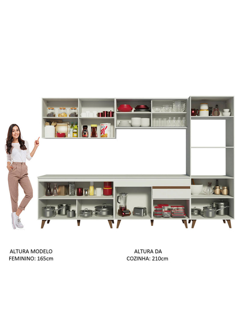 Armário de Cozinha Completa 310cm Branco Reims Madesa XA01