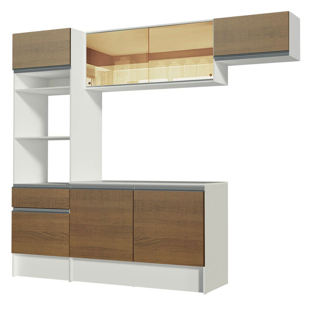 Armário de Cozinha Completa 240cm Branco/Rustic Diamante Madesa XA02