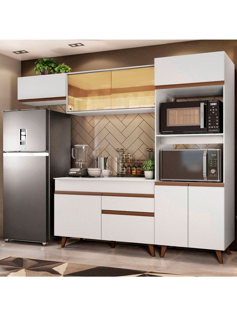 Armário de Cozinha Completa 260cm Branco Reims Madesa XB01