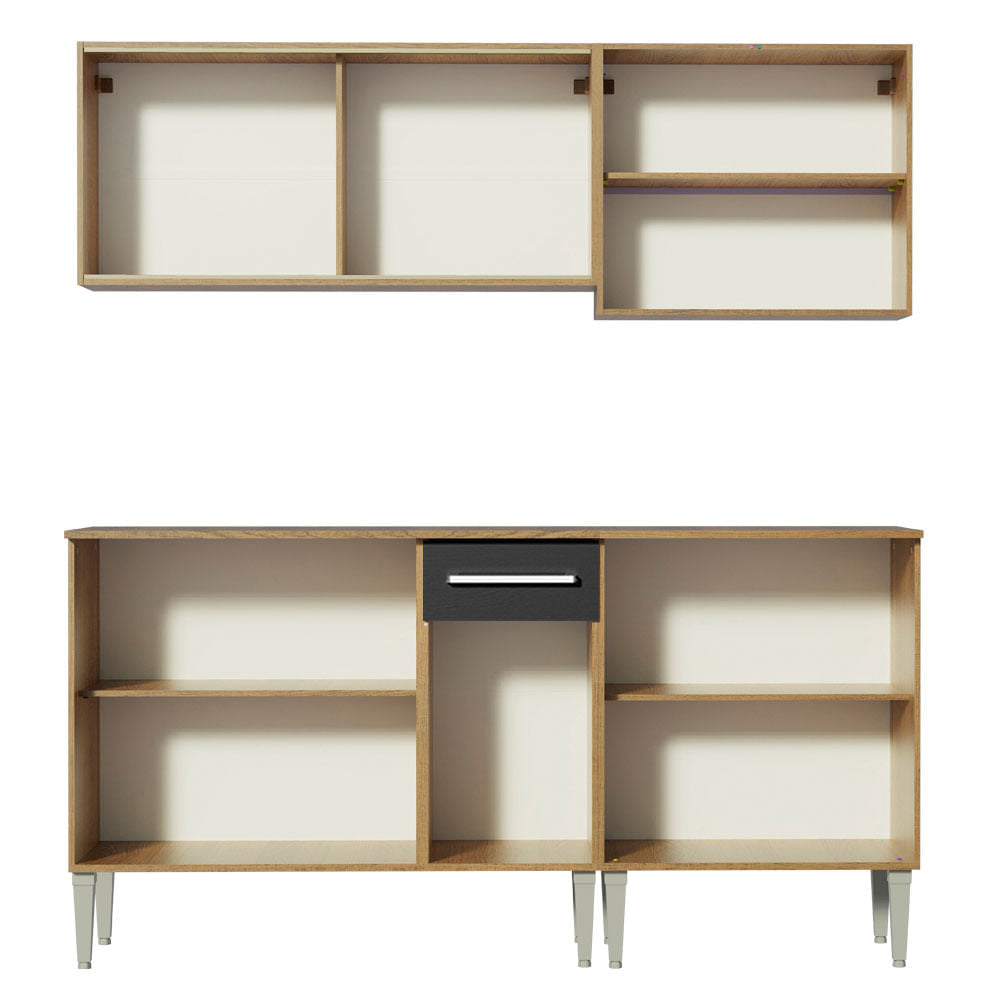 Armário de Cozinha Completa 169cm Rustic/Preto Emilly Box Madesa 03