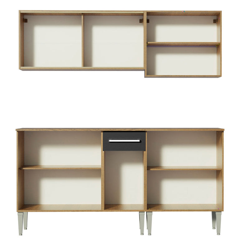 Armário de Cozinha Completa 169cm Rustic/Preto Emilly Box Madesa 03