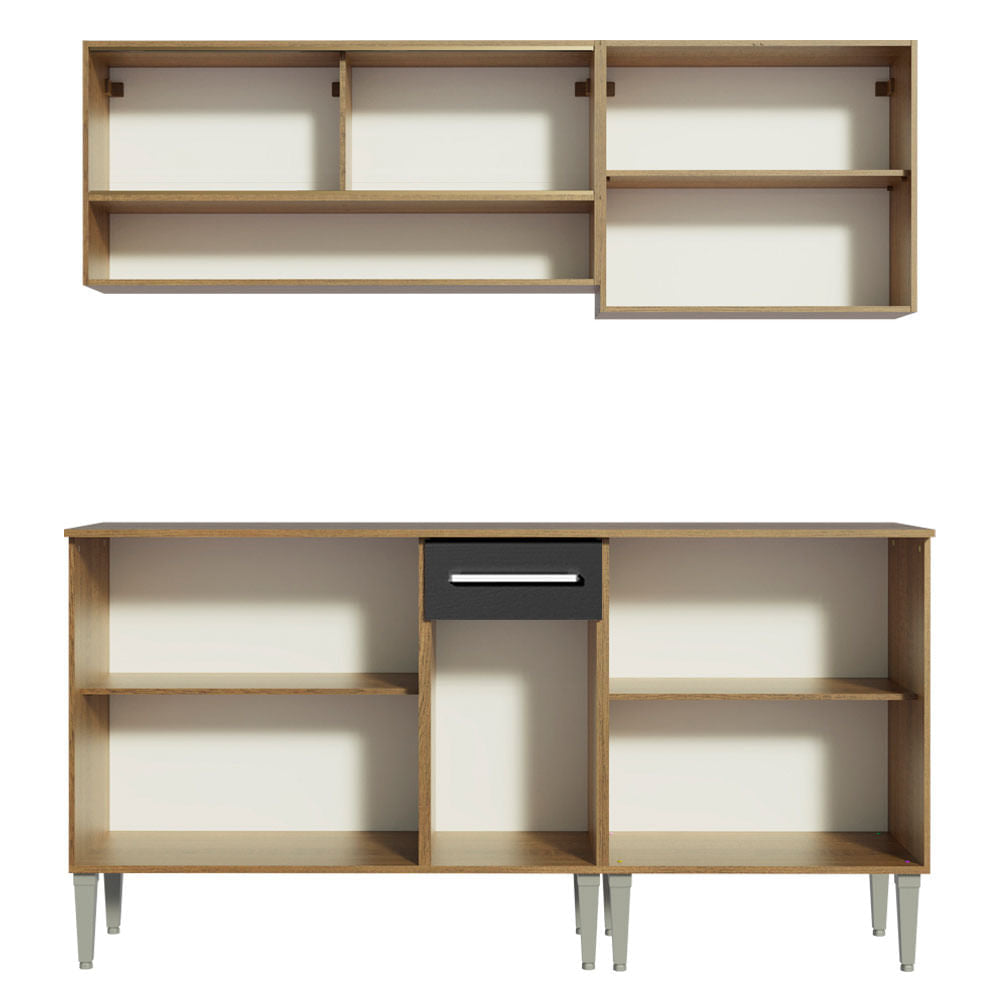 Armário de Cozinha Completa 169cm Rustic/Preto Emilly Dance Madesa 07