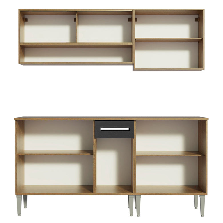 Armário de Cozinha Completa 169cm Rustic/Preto Emilly Dance Madesa 07