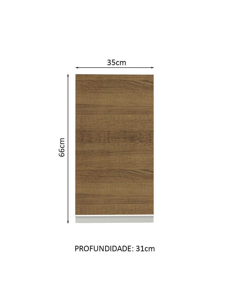 Armário Aéreo Madesa Glamy 35 cm 1 Porta Branco/Rustic