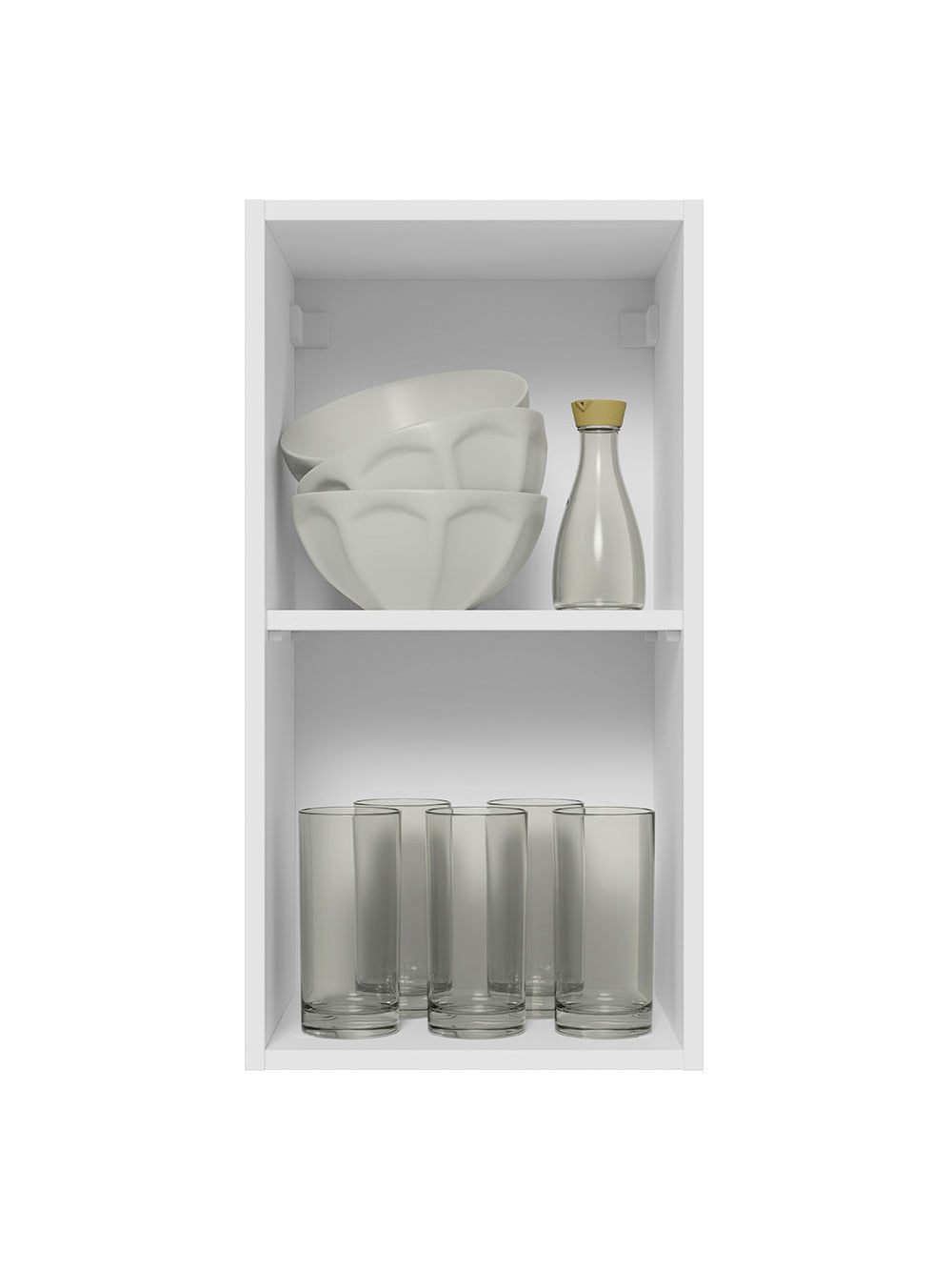 Armário Aéreo Madesa Glamy 35 cm 1 Porta Branco/Rustic