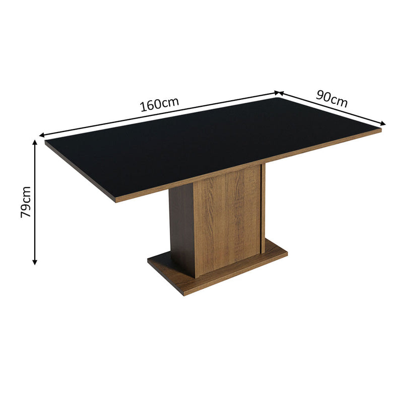 Mesa de Jantar Retangular Tampo de Madeira Rustic/Preto 5275 Madesa