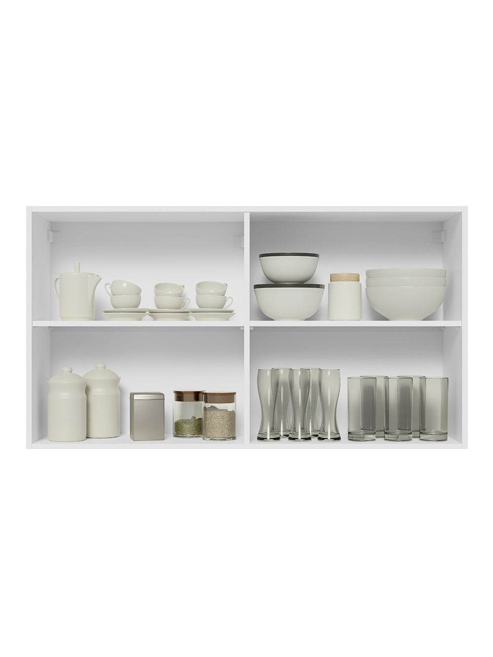 Armário Aéreo Madesa Glamy 120 cm 2 Portas com Vidro Branco/Rustic