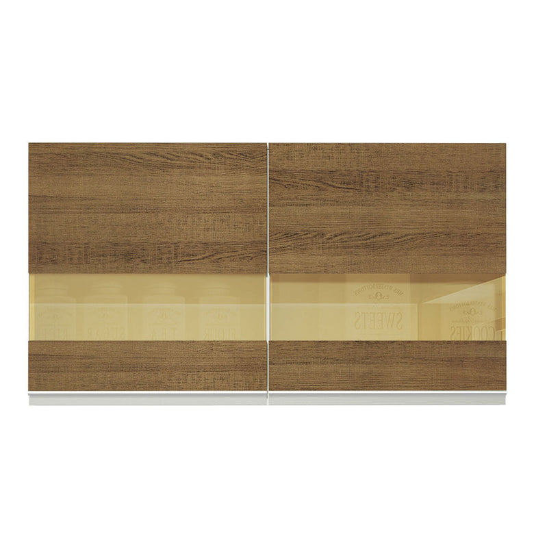 Armário Aéreo Madesa Glamy 120 cm 2 Portas com Vidro Branco/Rustic