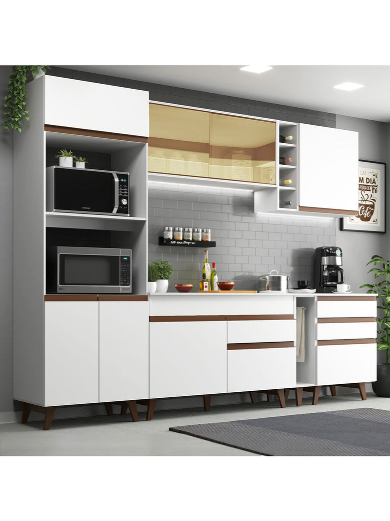 Armário de Cozinha Completa 270cm Branco Reims Madesa 01