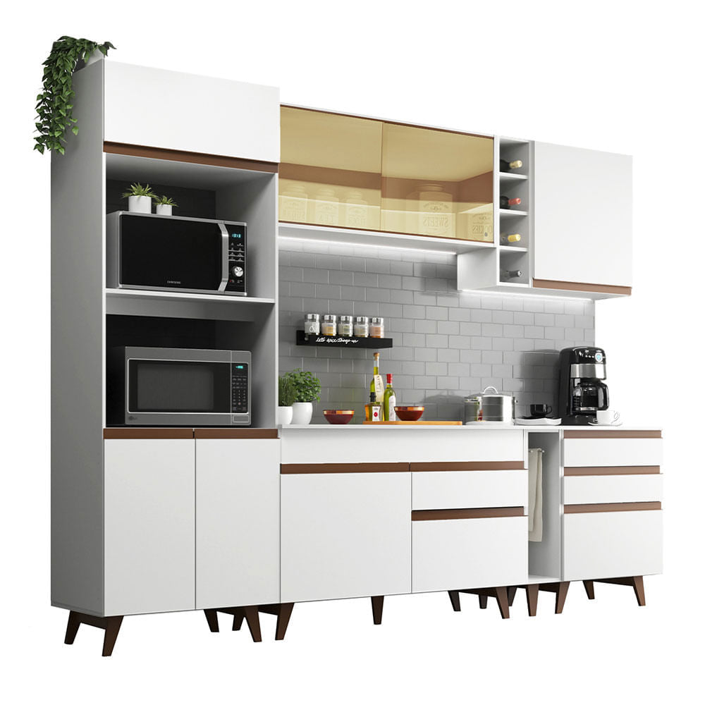 Armário de Cozinha Completa 270cm Branco Reims Madesa 01 - Branco