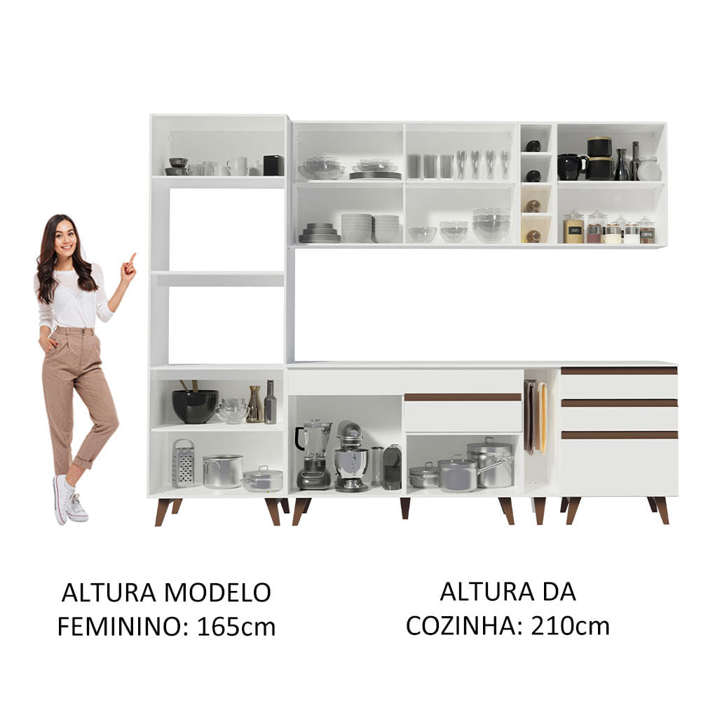 Armário de Cozinha Completa 270cm Branco Reims Madesa 02