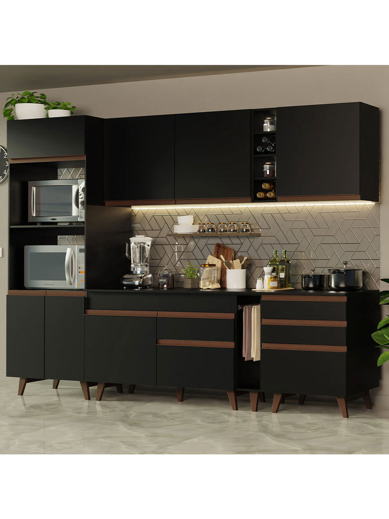 Armário de Cozinha Completa 270cm Preto Reims Madesa 02
